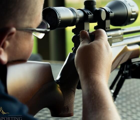air-gun-shooting-range Man Shooting At Barby Air Gun Shooting Range