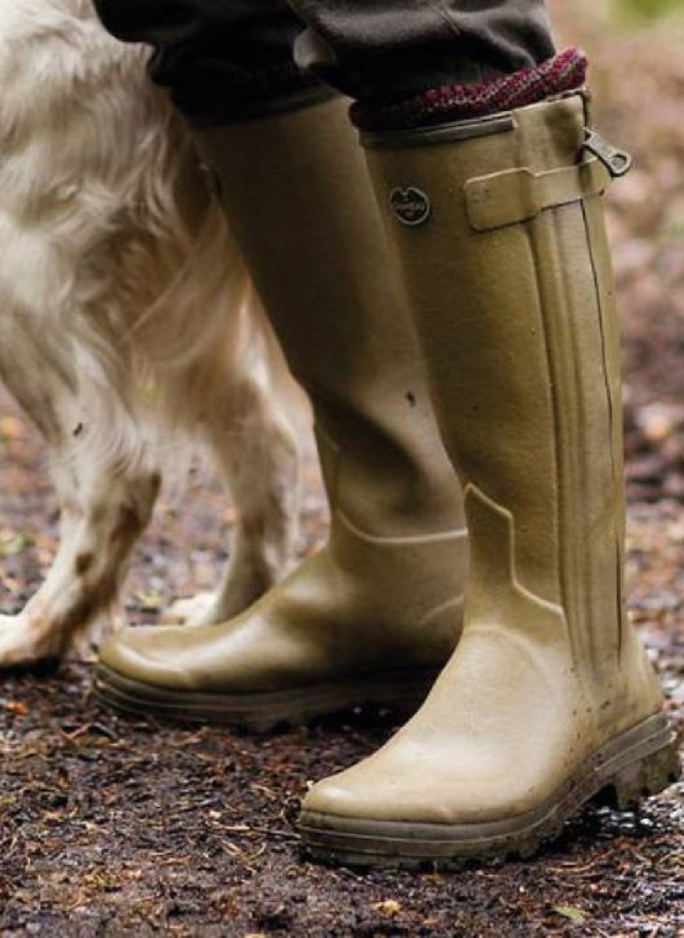 Camel wellington boots