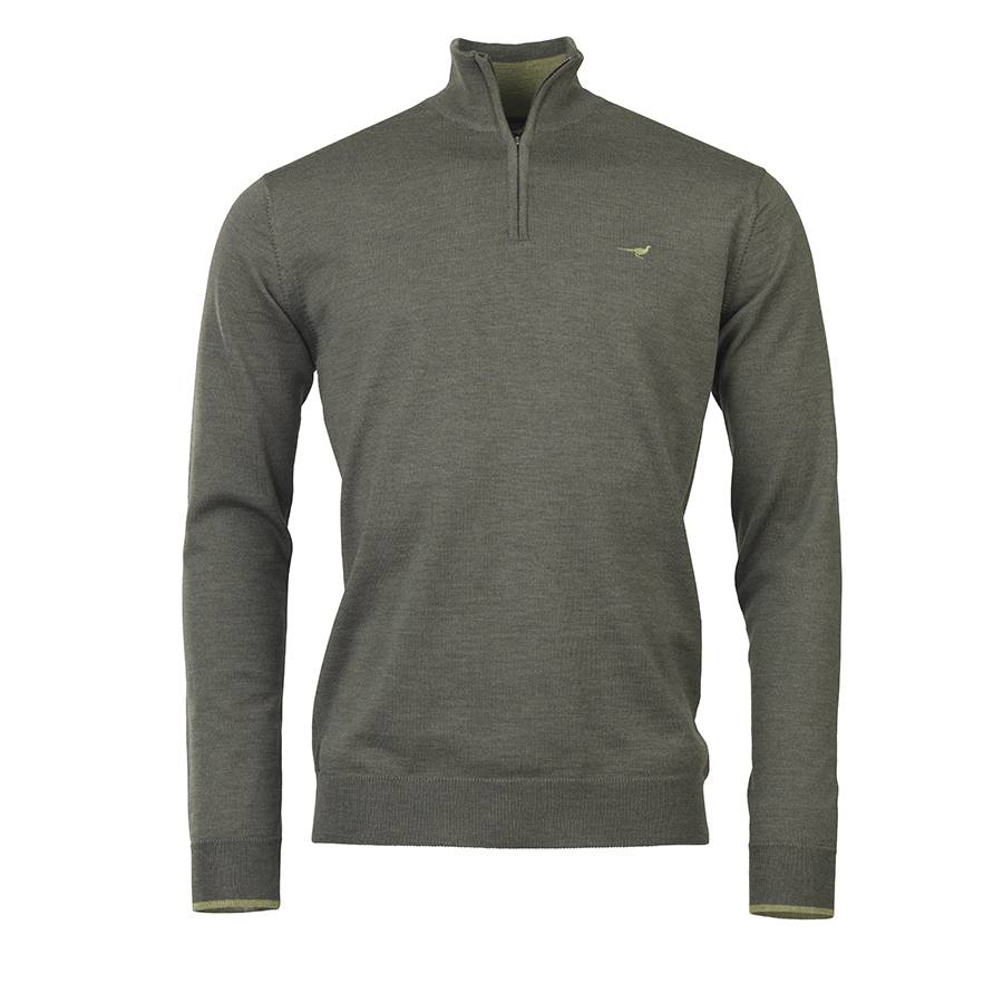 Laksen Mens Norfolk Zip-Neck Sweater (Forest)